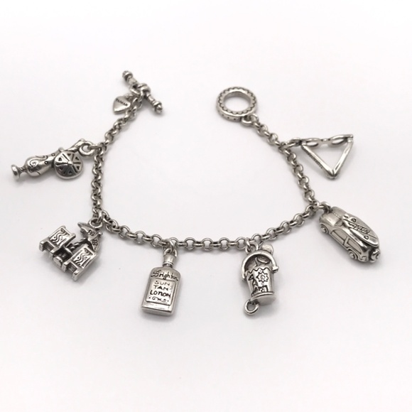 Brighton Charm Chain Bracelet Beach Vacation Silver Plate Tropical Fun Surf - Picture 2 of 13